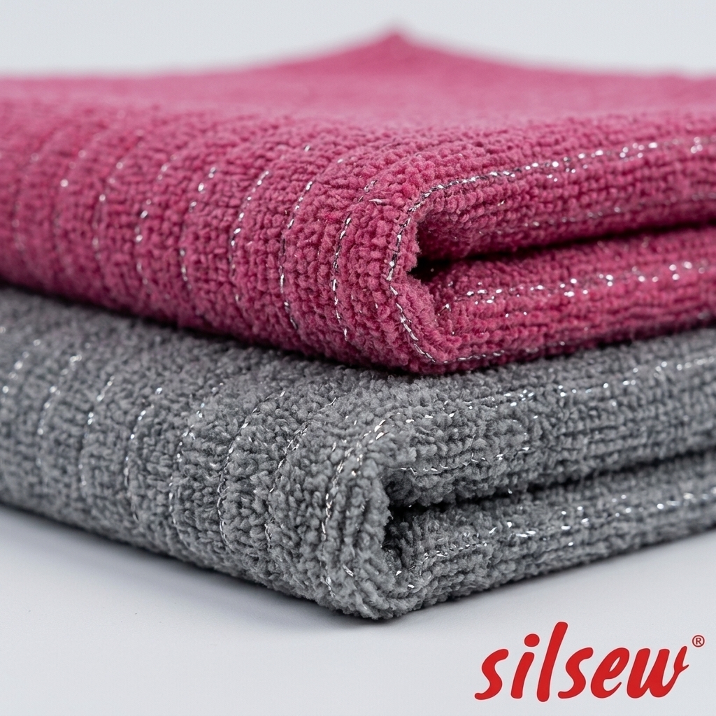 Silsew 4’lü Mikrofiber Telli (Simli) Temizlik Bezi 40x40 cm – Zorlu Kirler İçin Özel Dokulu Bez