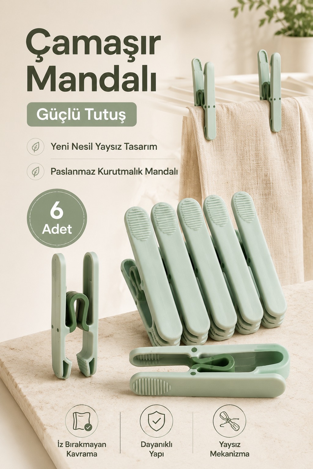 6'lı Mandal İzin Vermez - Süper Güçlü ve Dayanıklı Mandal Seti