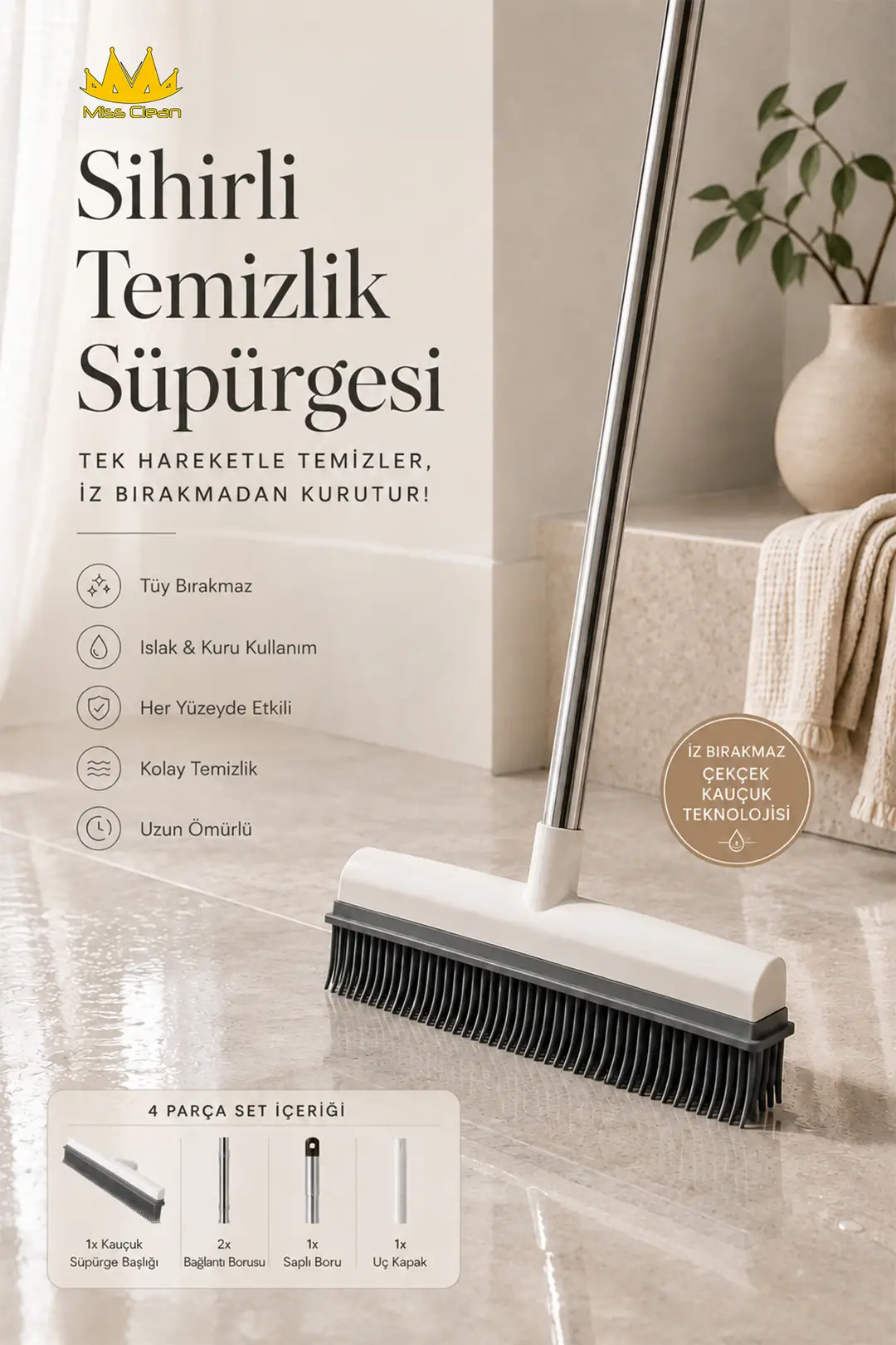 Sihirli Kauçuk Temiz Süpürge - Tüy Bırakmayan Çekçek