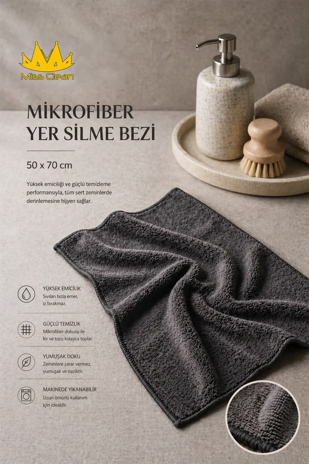 3'lü Profesyonel Sihirli Yer Bezi - Büyük Boy (50-70 cm)