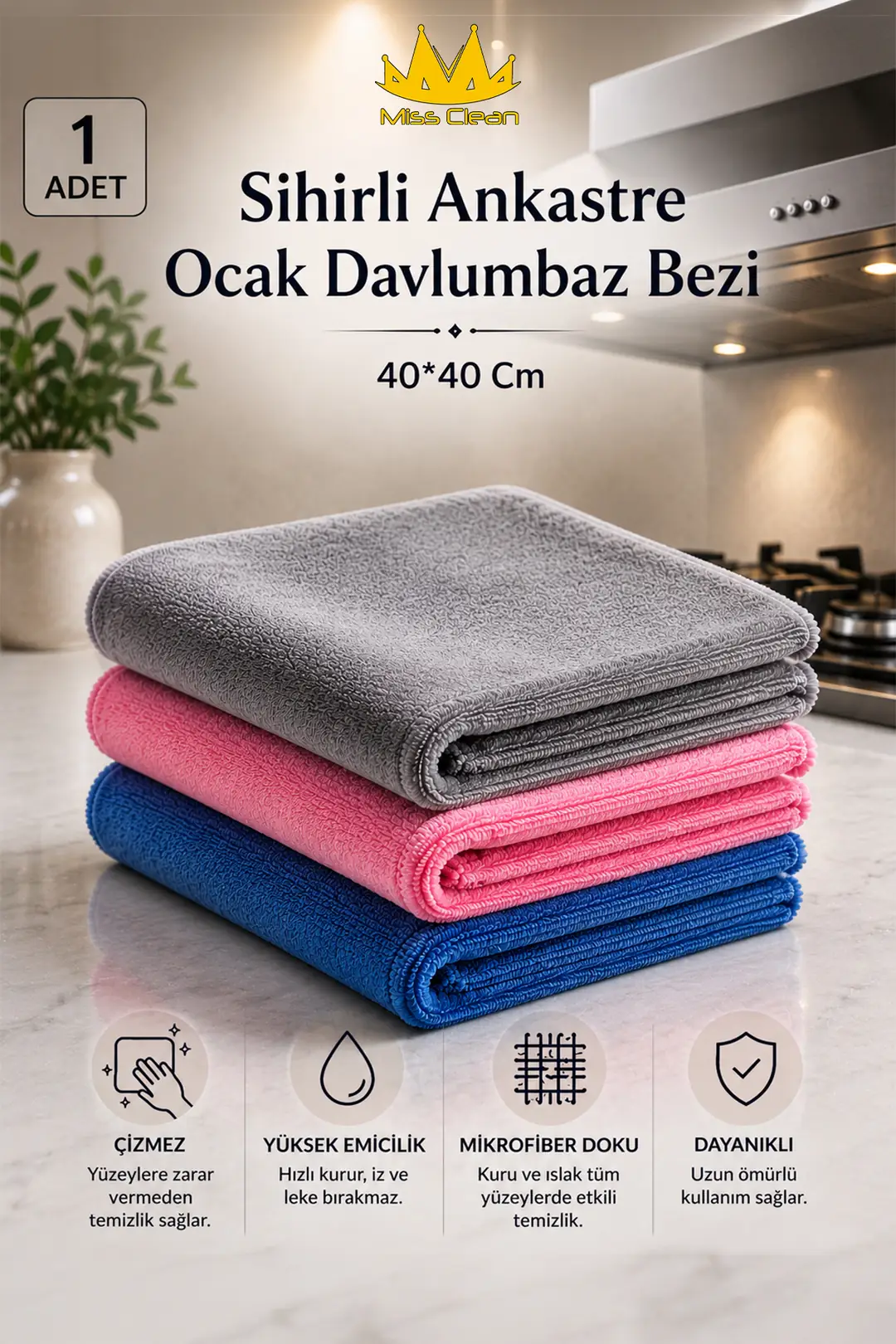Sihirli Ankastre Ocak Davlumbaz Bezi - 40x40 cm