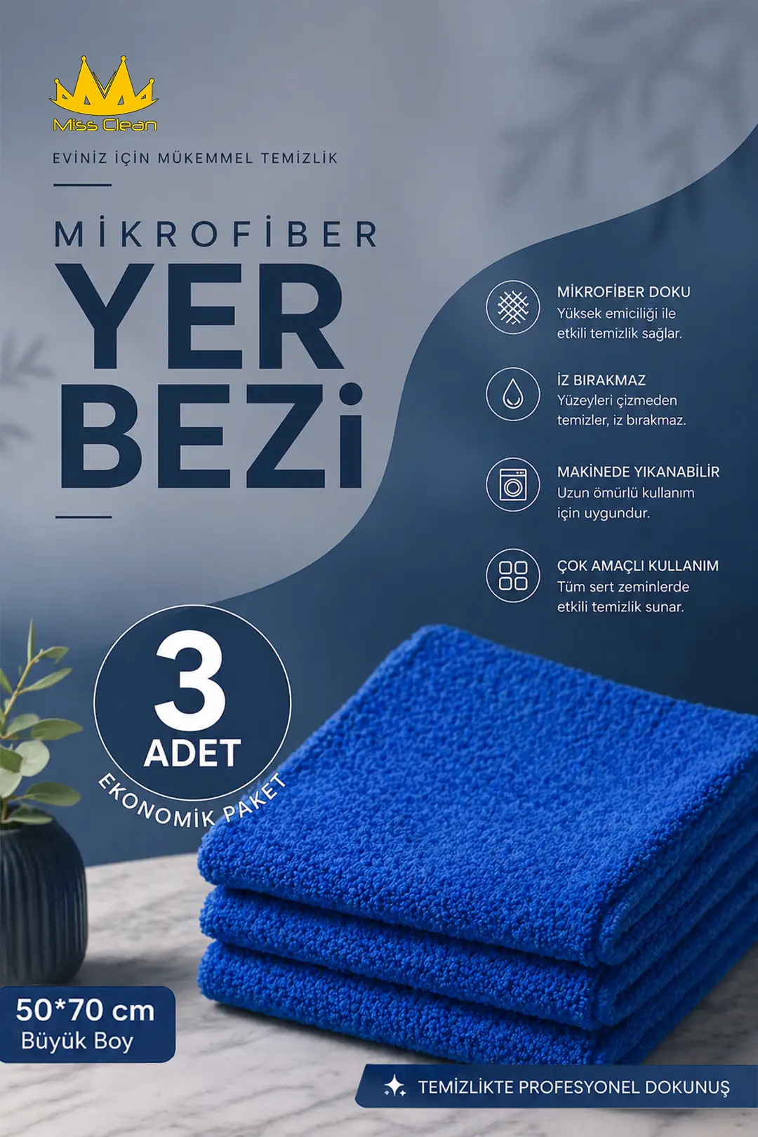 Büyük Boy Yer Bezi (3 Adet) - 50x70 cm