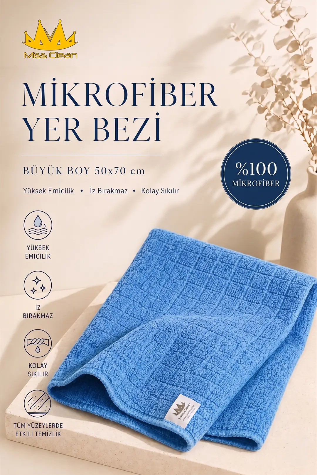 Büyük Boy Yer Bezi - 50x70 cm, Rahat Kullanım İçin Tasarlandı